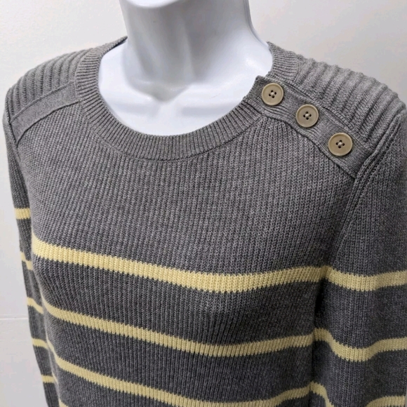 NWT Banana Republic Striped Pullover Sweater L Tunic Length Button Shoulder - Picture 4 of 9